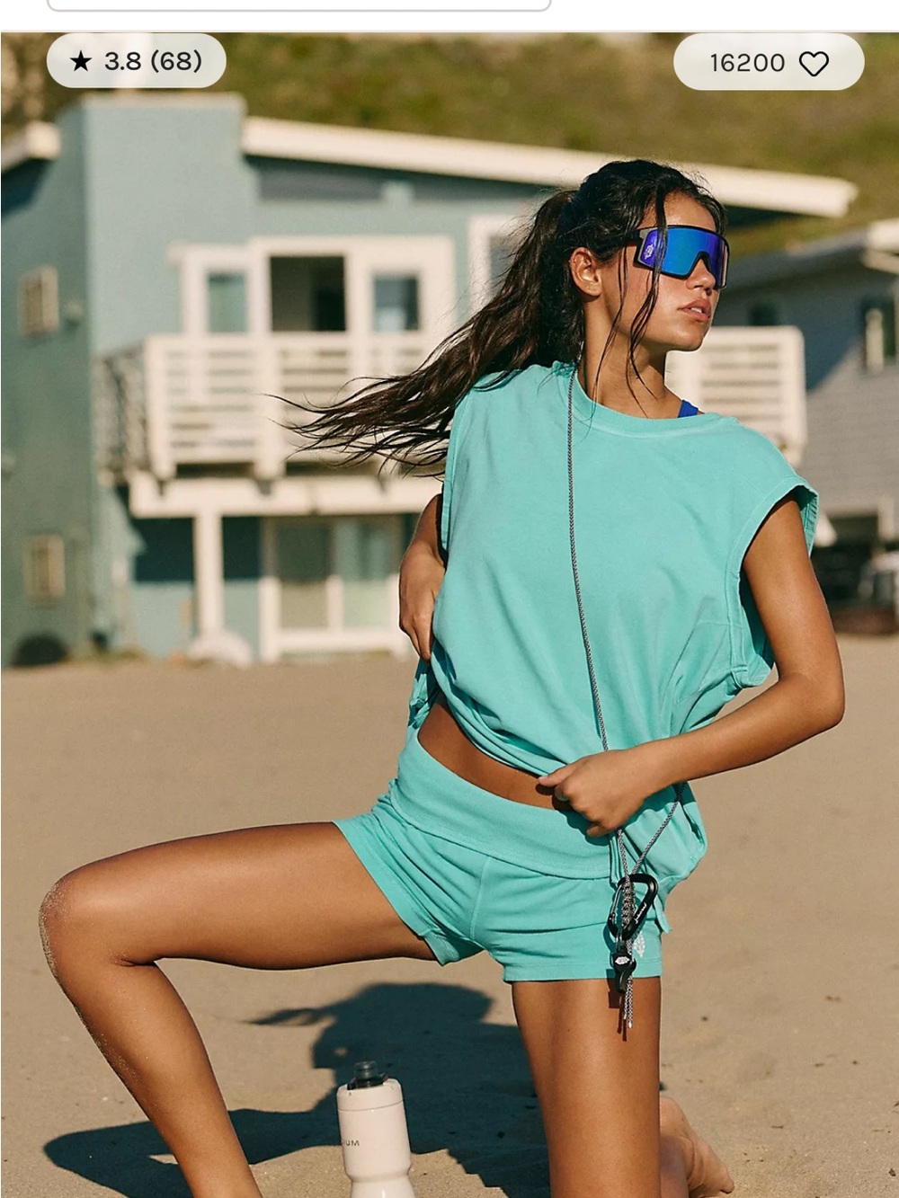 Free People Turquoise Active Tank and Shorts Set